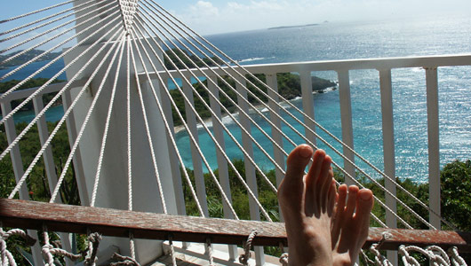 relaxing in a hammock in the Virgin Islands
